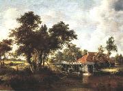 HOBBEMA, Meyndert Wooded Landscape with Water Mill wf china oil painting reproduction